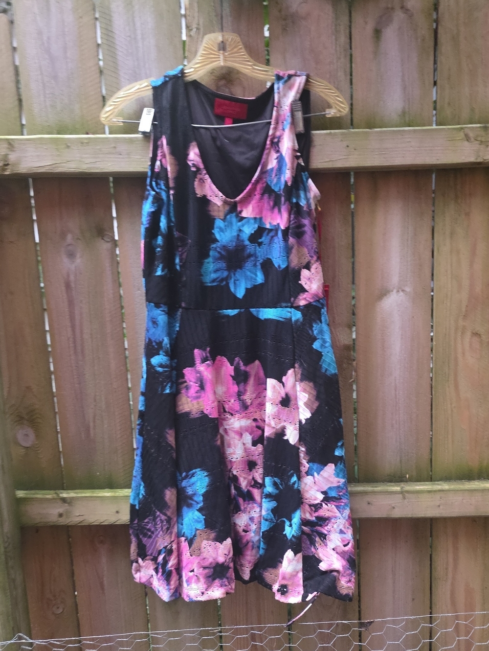 Jennifer Lopez Black Dress with Blue & Pink Floral Print